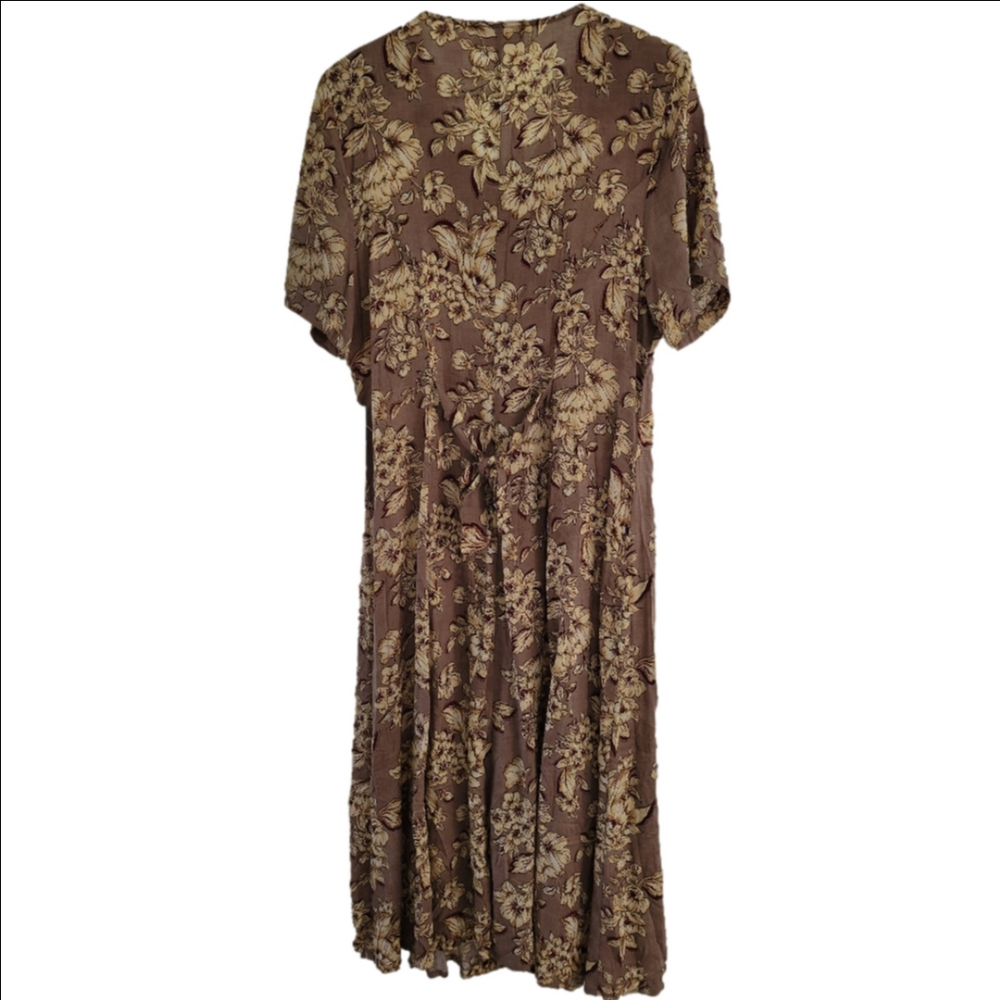 Vintage Sag Harbor Floral Midi Dress Y2K Button Front Rayon Size 16 NWT - Picture 3 of 14